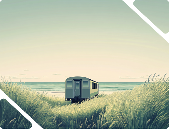 Train in scenic landscape